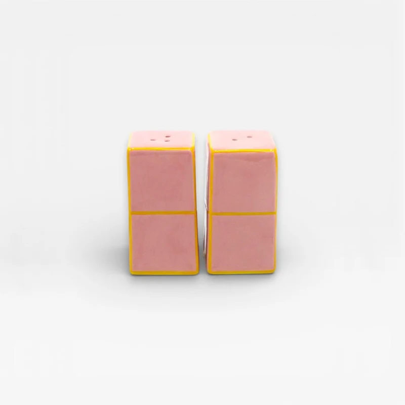 Set Salero Pimentero Tile Rosa / Amarillo