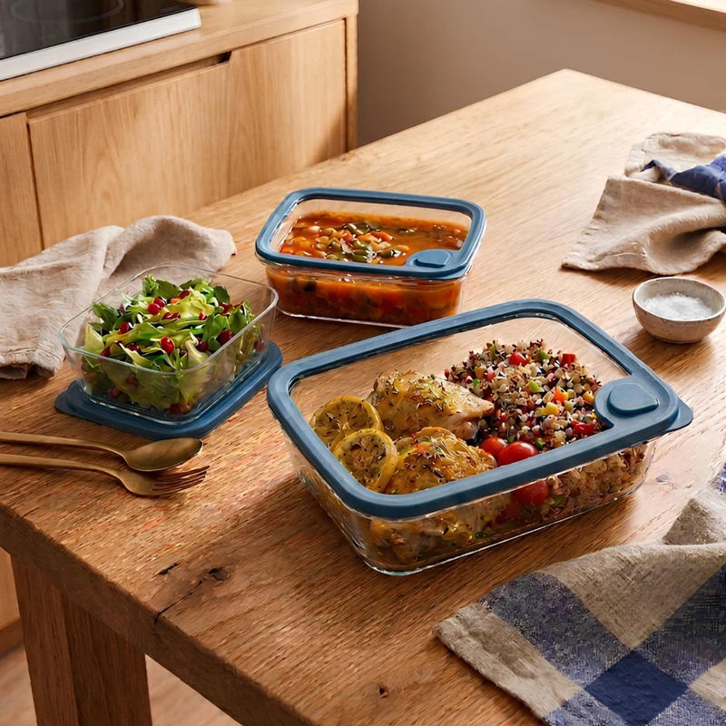 Set de 3 recipientes de cristal para conservar y cocinar Pebbly