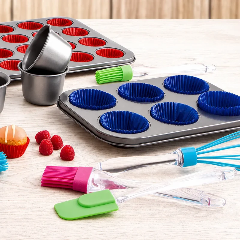 BANDEJA HORNO + 6 CUPCAKES SWEET GREY QD