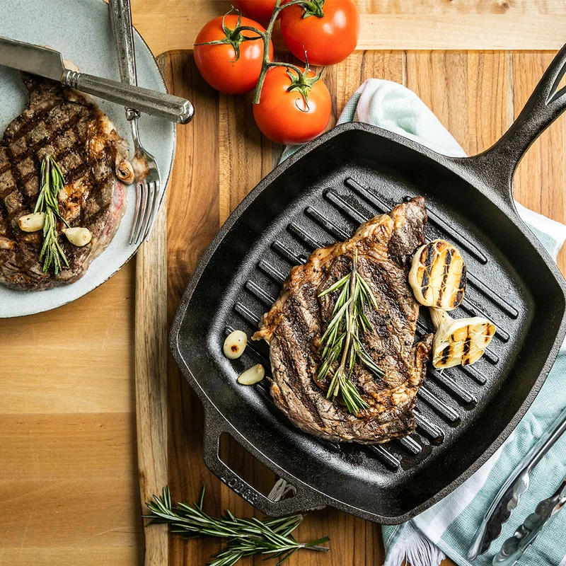 Sartén grill cuadrada con prensa de hierro Lodge
