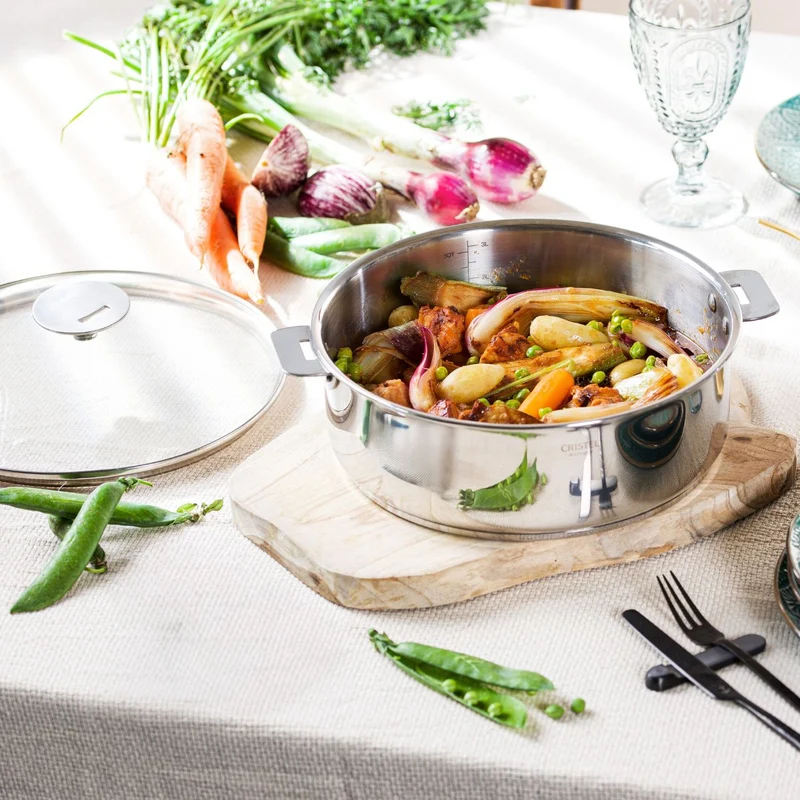 Cacerola y sauté de acero inoxidable multicapa Casteline Cristel