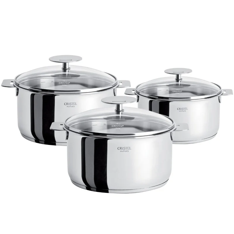 Conjunto de 3 ollas acero inoxidable multicapa Casteline Cristel