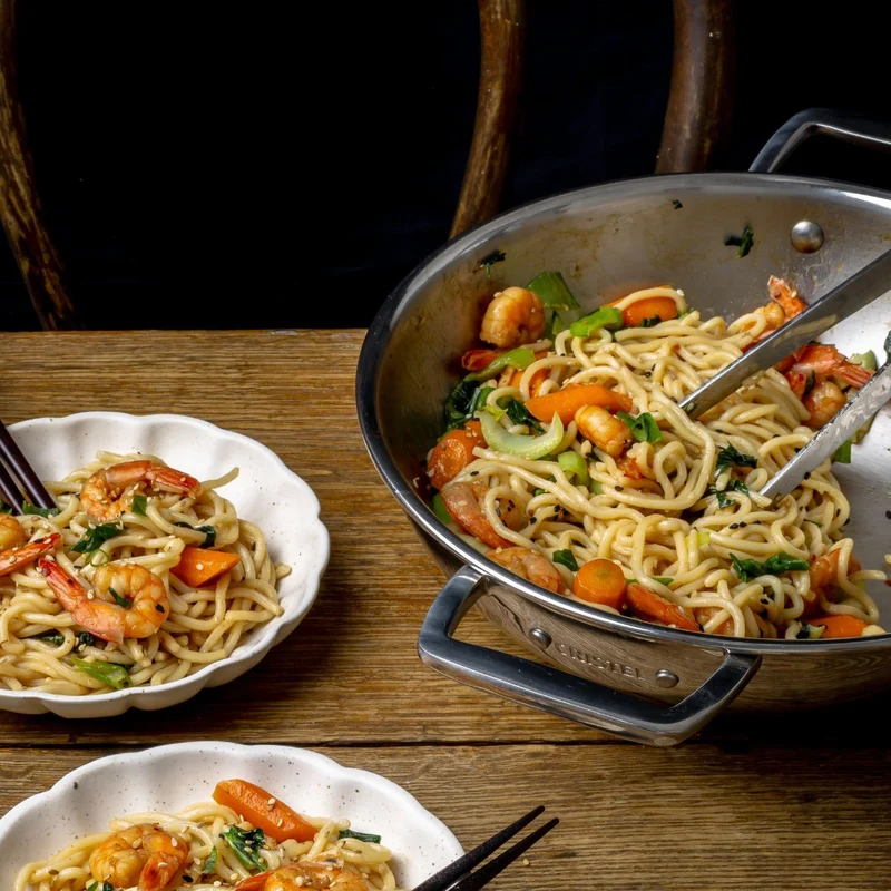 Wok de acero inoxidable 3-Ply con tapa de cristal Castel'Pro Cristel