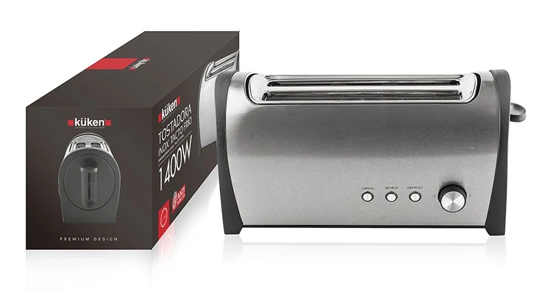 TOSTADORA INOX 4 PIEZAS 1400W