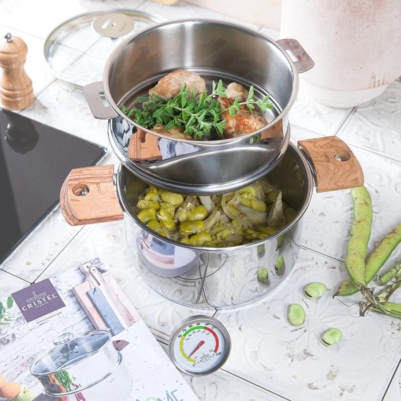 Olla vaporera de acero inoxidable con termómetro BIOME Cristel