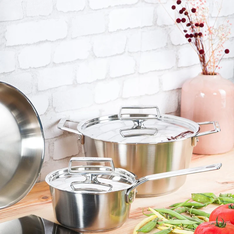 Cacerola alta de acero inoxidable con tapa de inox 1826 Cristel
