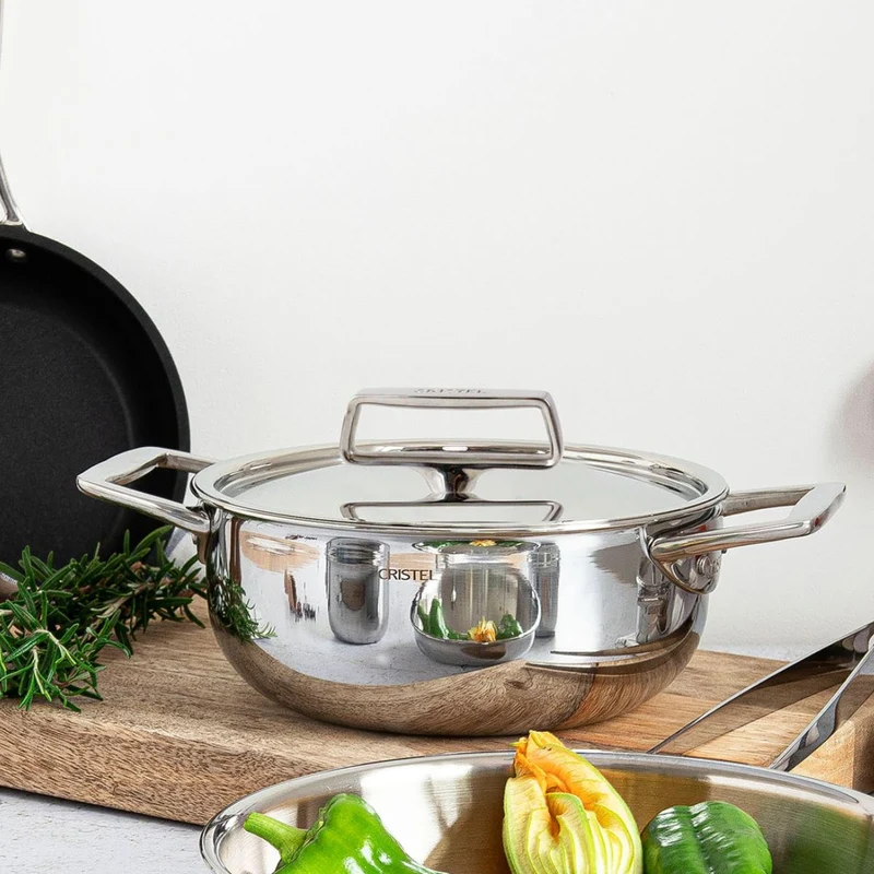 Cacerola alta de acero inoxidable 5-Ply con tapa Castel'Pro Cristel