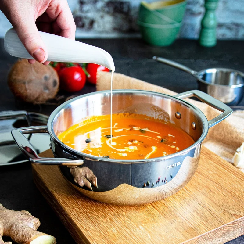 Cacerola alta de acero inoxidable 5-Ply con tapa Castel'Pro Cristel