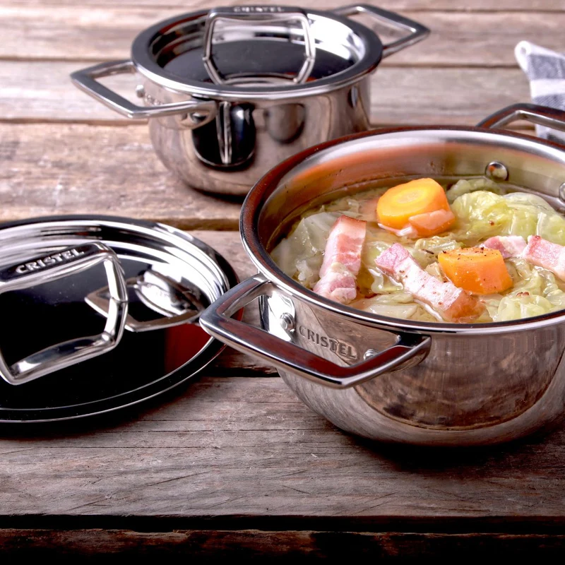 Cacerola alta de acero inoxidable 5-Ply con tapa Castel'Pro Cristel