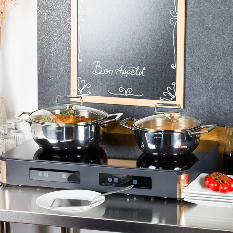 Cacerola alta de acero inoxidable 5-Ply con tapa Castel'Pro Cristel