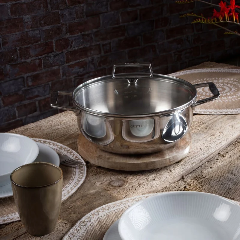 Cacerola alta de acero inoxidable 5-Ply con tapa Castel'Pro Cristel
