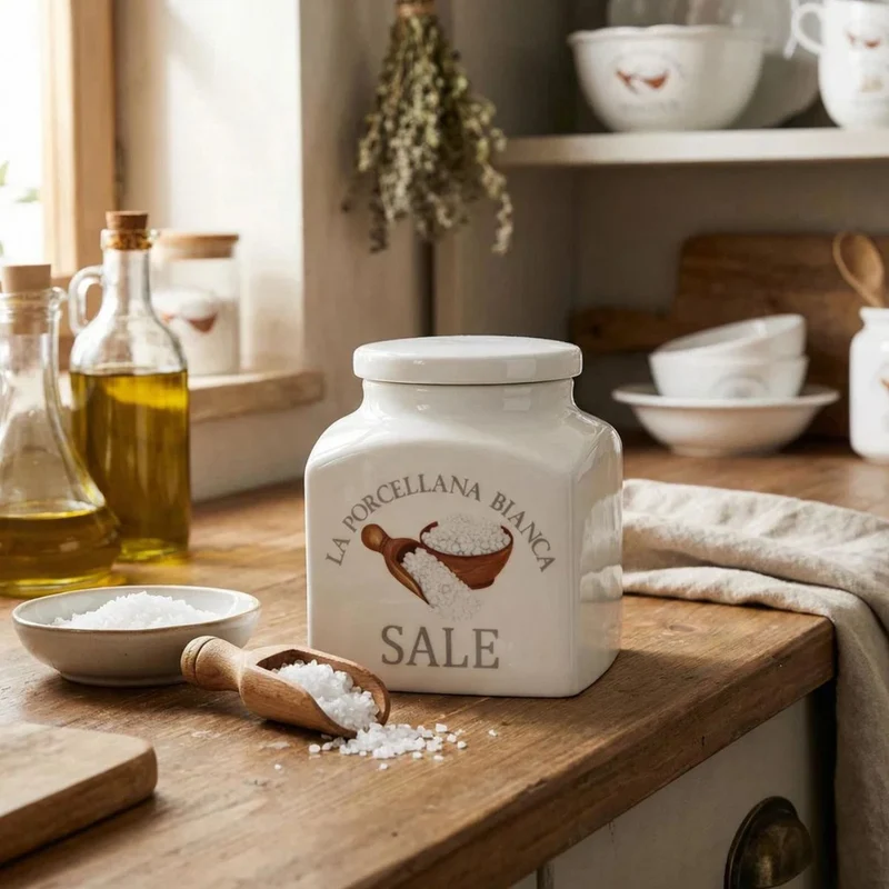 Tarro de porcelana para sal Conserva La Porcellana Bianca