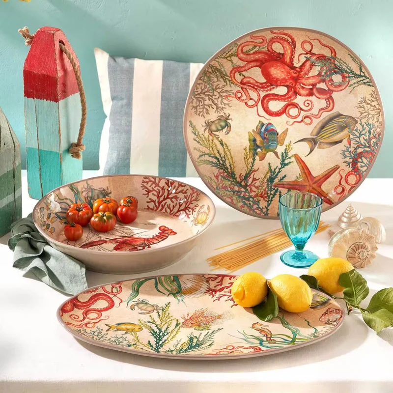 Fuente para servir de melamina Sea Life Rose & Tulipani