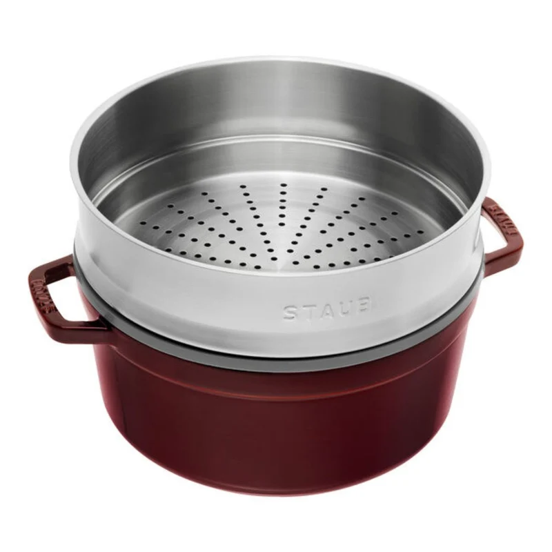 Cocotte de hierro fundido con vaporera de inox Staub