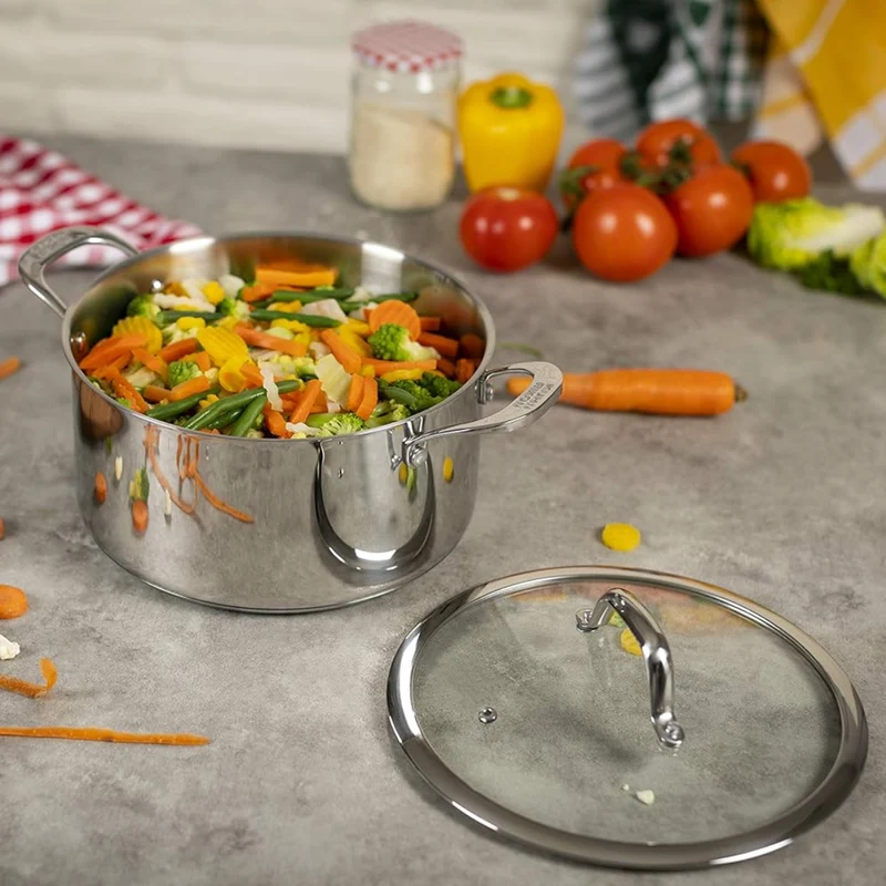 Olla baja de acero inoxidable con tapa de cristal Allround Kuhn Rikon
