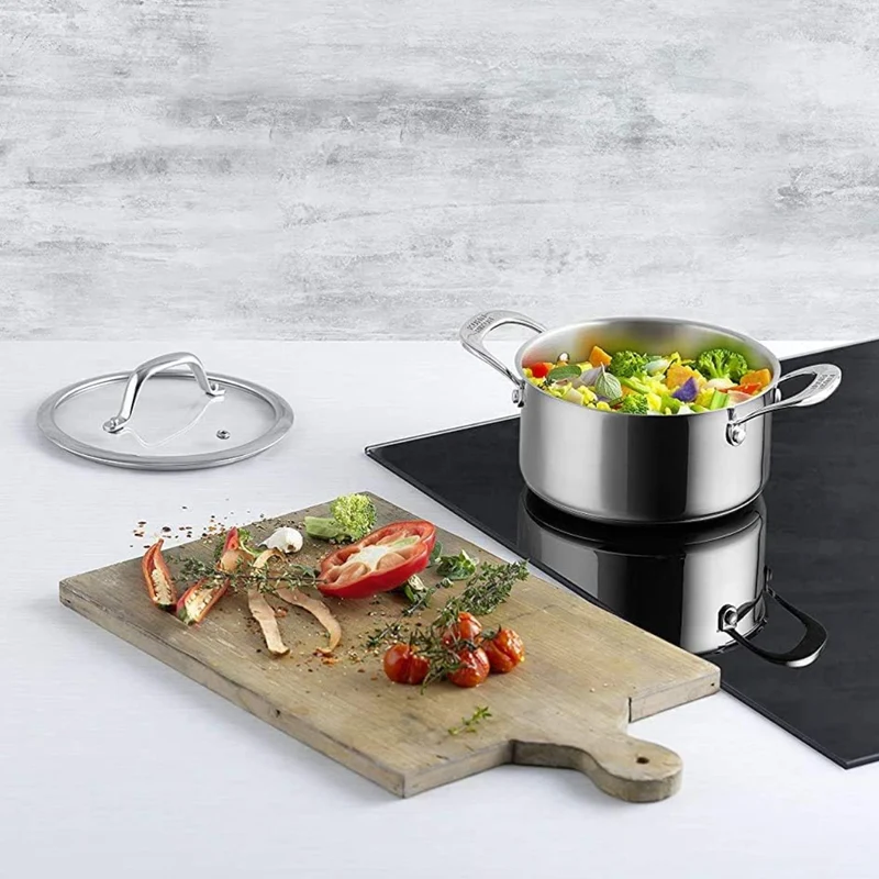 Olla baja de acero inoxidable con tapa de cristal Allround Kuhn Rikon