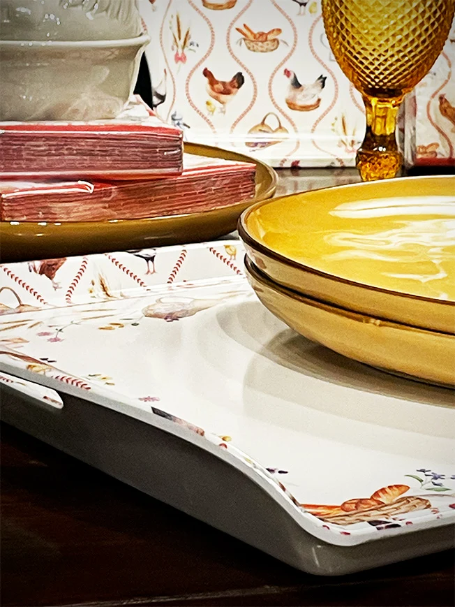 Bandeja Rectangular Con Asas 'Country Life' - 52x35 cm