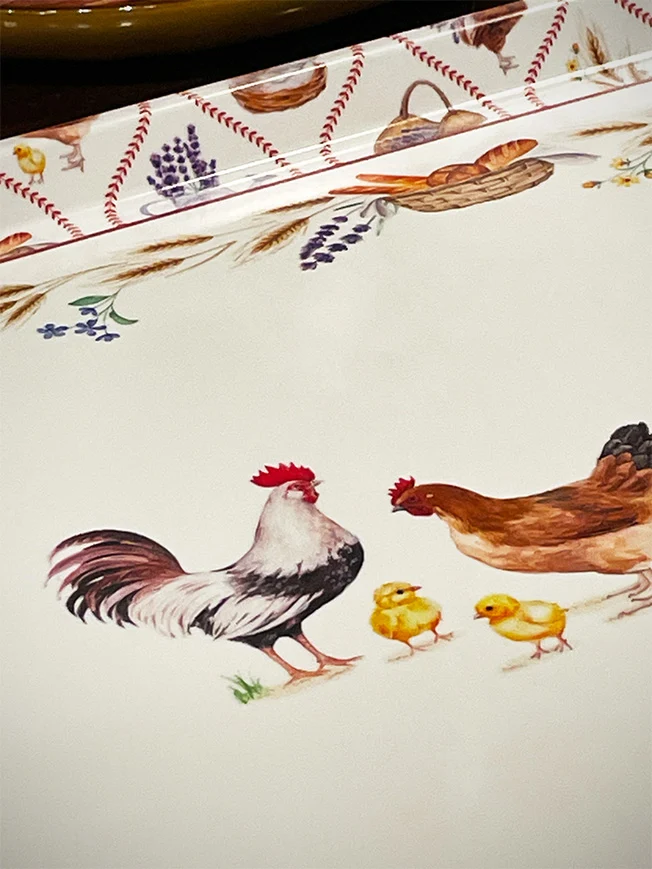 Bandeja Rectangular Con Asas 'Country Life' - 52x35 cm