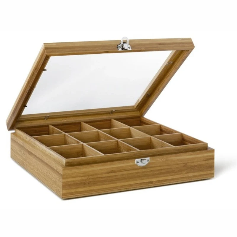 Caja de té de bambú con 12 compartimentos Bredemeijer