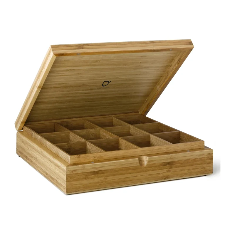 Caja de té de bambú con 12 compartimentos Bredemeijer