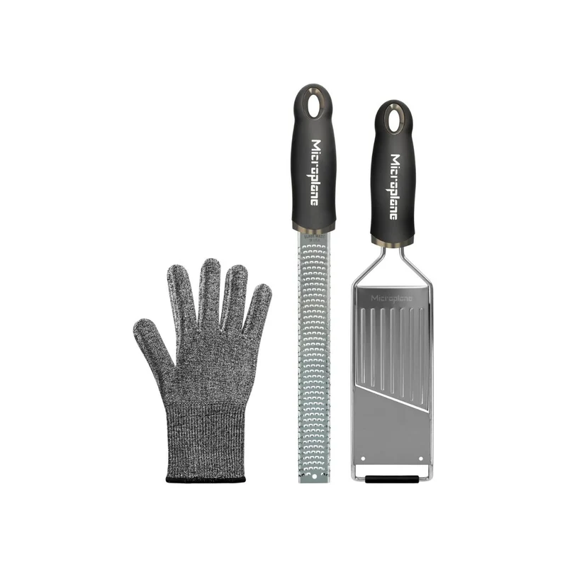 Set de 2 ralladores y guante protector Gourmet Microplane