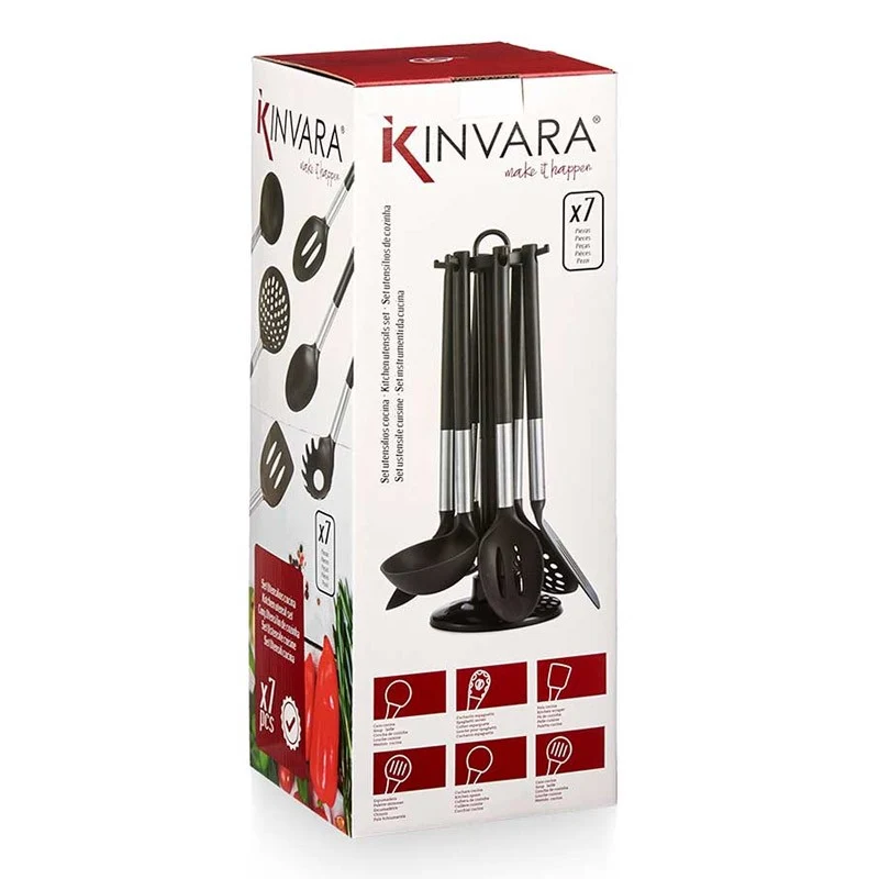 SET 7 PIEZAS UTENSILIOS COCINA NEGRO SILVER
