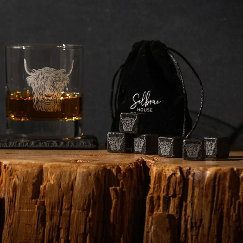 Set de 6 cubitos de piedra con funda Selbrae
