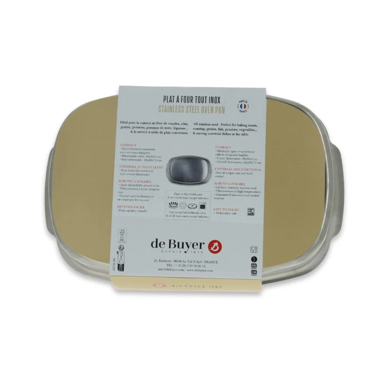 Bandeja rectangular honda para horno de acero inoxidable De Buyer