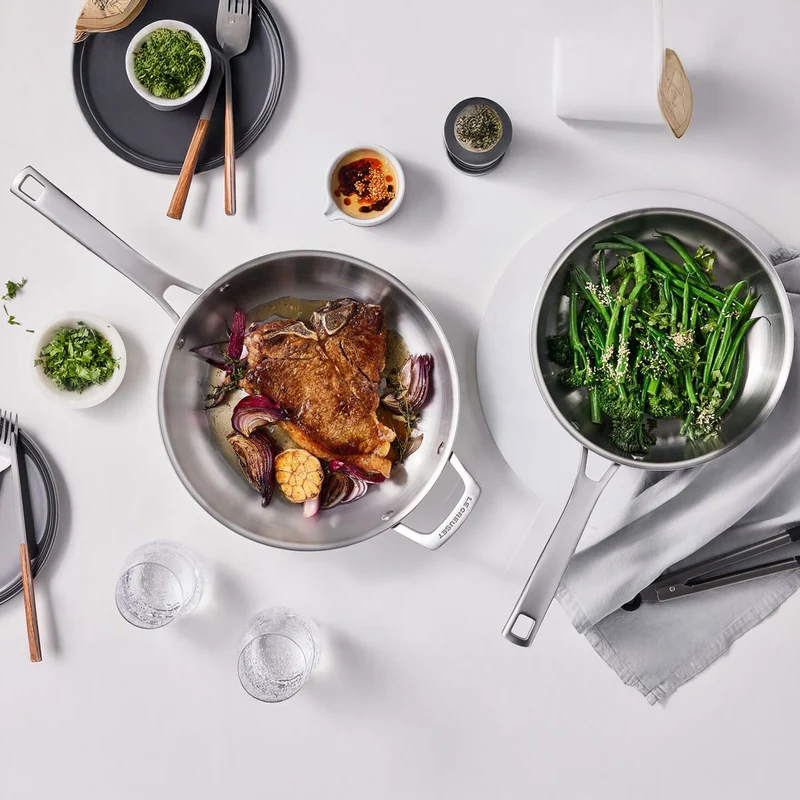 Set de 3 sartenes de acero inoxidable Tricapa 3-PLY Le Creuset