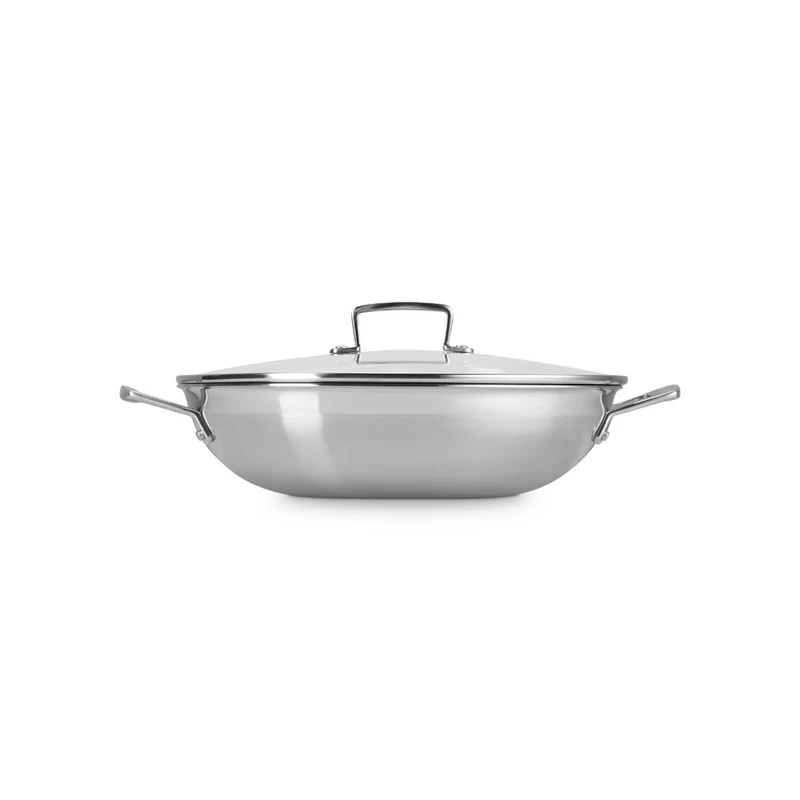 Wok de acero inoxidable con tapa de cristal Tricapa 3-PLY Le Creuset