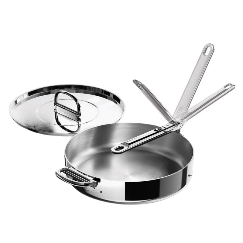 Sartén de acero inoxidable tricapa y con mango plegable Space Steel Joseph Joseph