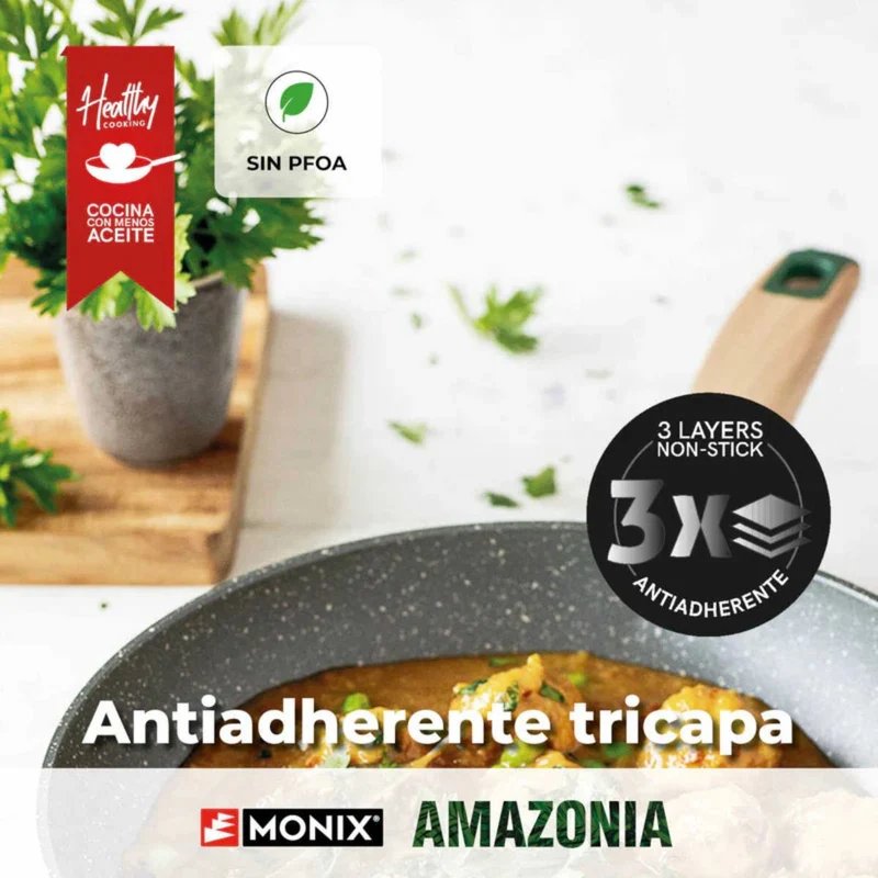 Cacerola antiadherente baja Amazonia Monix