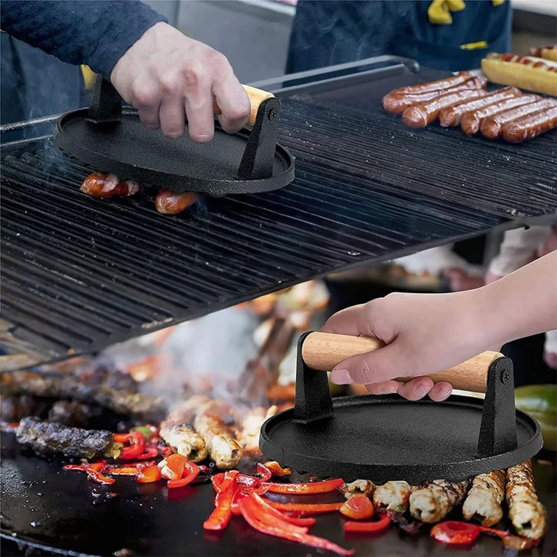 Prensa para parrilla de hierro fundido y asa de madera Küchenprofi