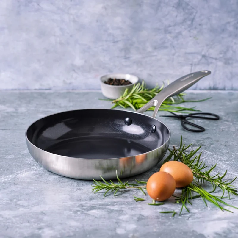 Set de 2 sartenes cerámicas con exterior de acero inoxidable Geneva GreenPan