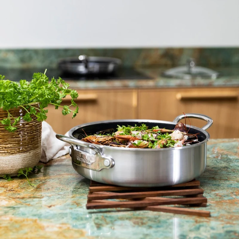 Cacerola baja cerámica con exterior acero inoxidable Premiere GreenPan