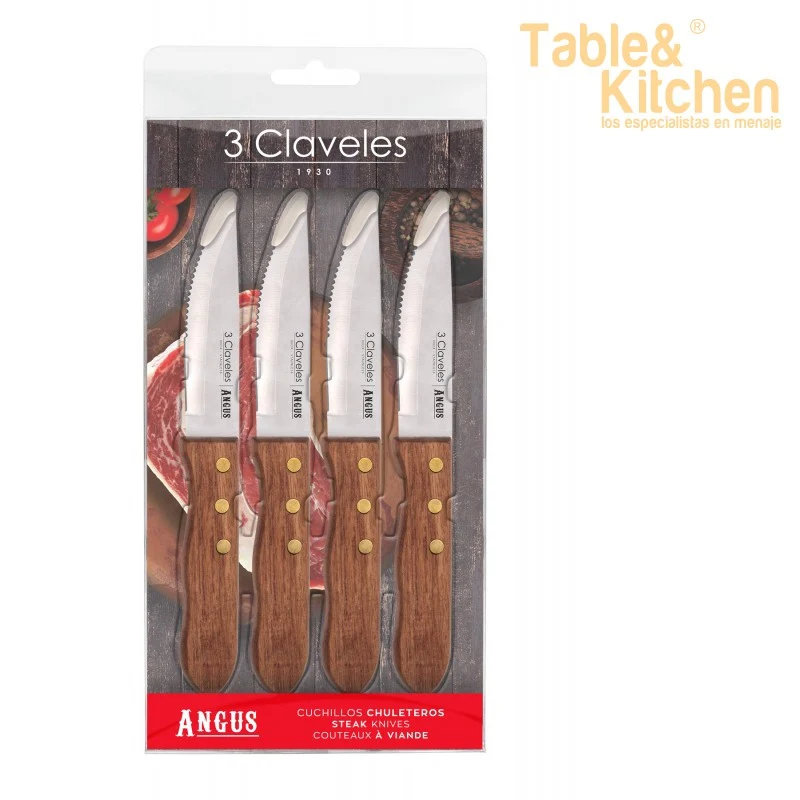 SET 4 CUCHILLOS ANGUS 12CM 3 CLAVELES