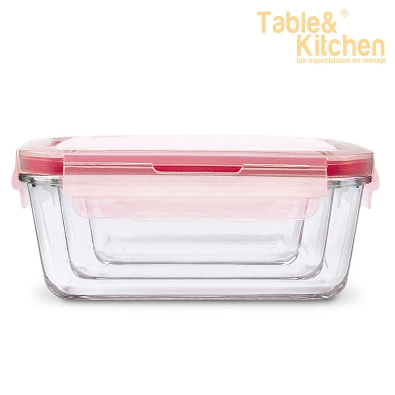 SET 3 CONTENEDORES RECTANGULARES VIDRIO BOROSILICATO