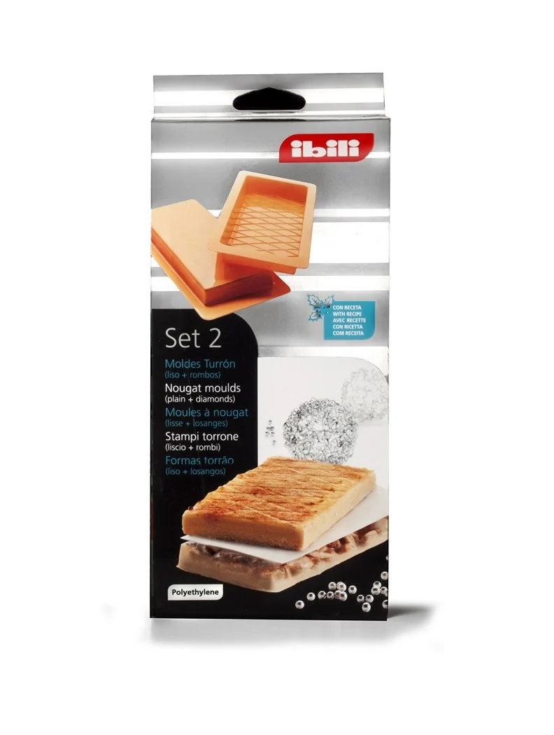 SET 2 MOLDES DE TURRON LISO + ROMBOS IBILI