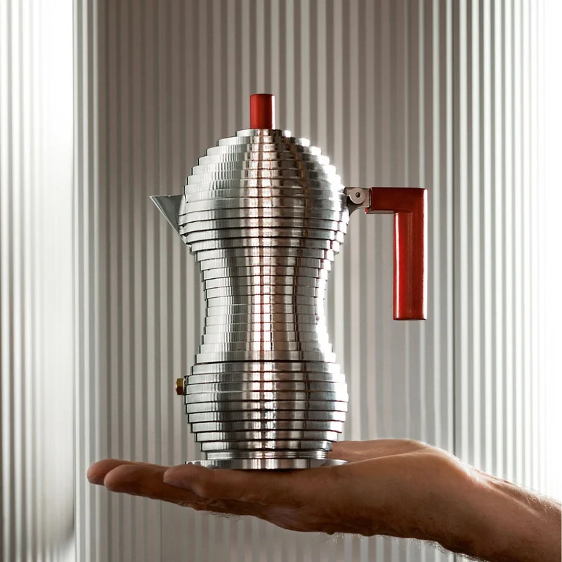 Cafetera de aluminio fundido de Michele De Lucchi Pulcina Alessi (apta inducción)