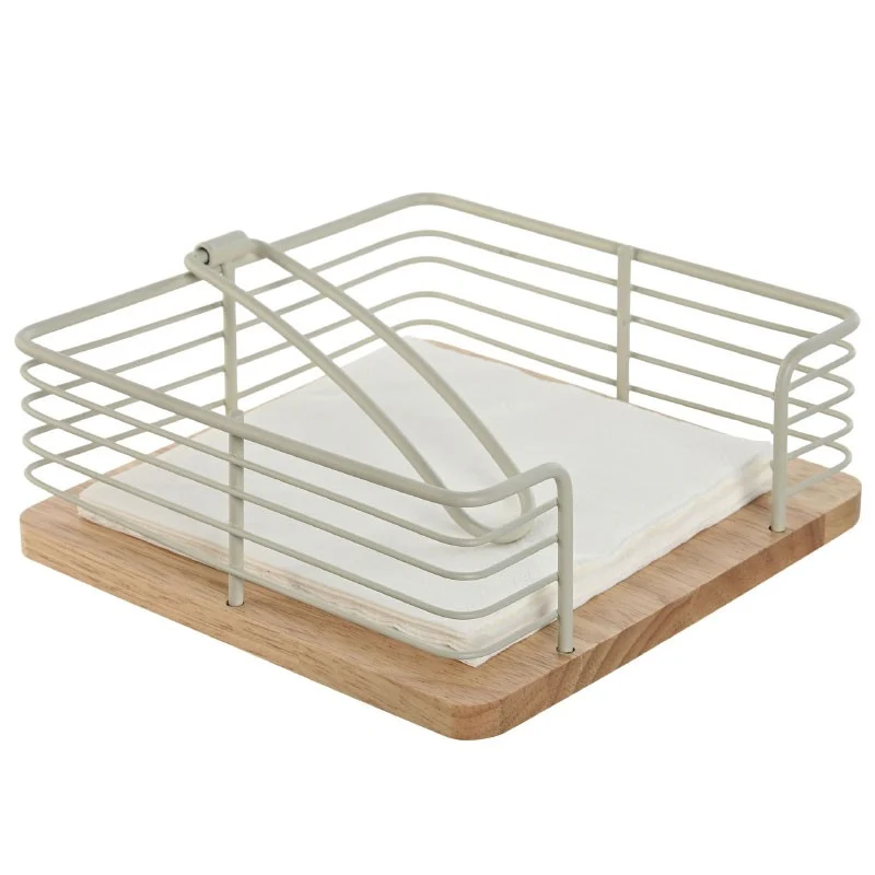 SERVILLETERO METAL RUBBERWOOD 18X18X7 2