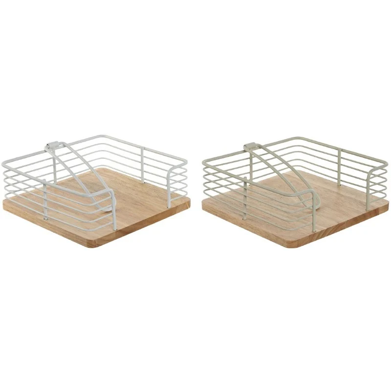 SERVILLETERO METAL RUBBERWOOD 18X18X7 2