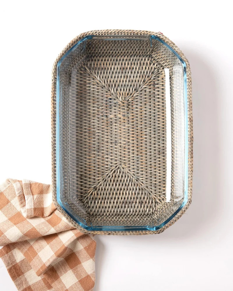 FUENTE OCTOGONAL RATTAN 40X27CM