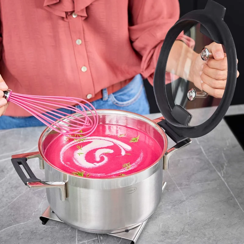 Cacerola alta de acero inoxidable con tapa de cristal Silence Pro Rösle