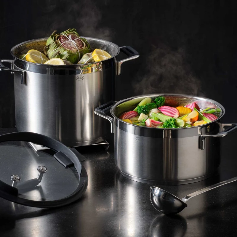 Cacerola alta de acero inoxidable con tapa de cristal Silence Pro Rösle