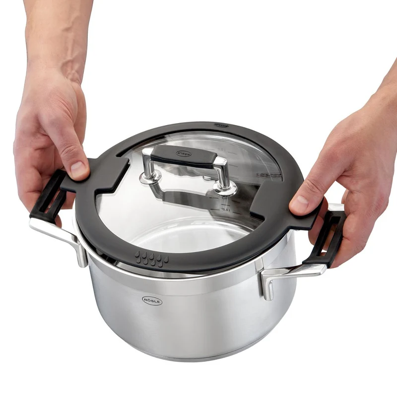 Cacerola alta de acero inoxidable con tapa de cristal Silence Pro Rösle