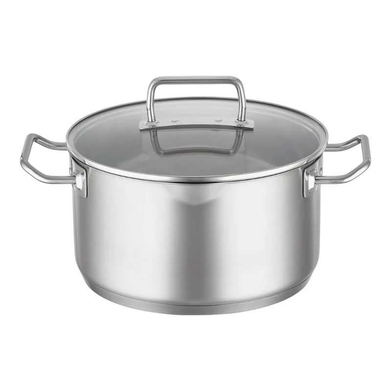 Cacerola alta de acero inoxidable con tapa de cristal Expertiso Rösle