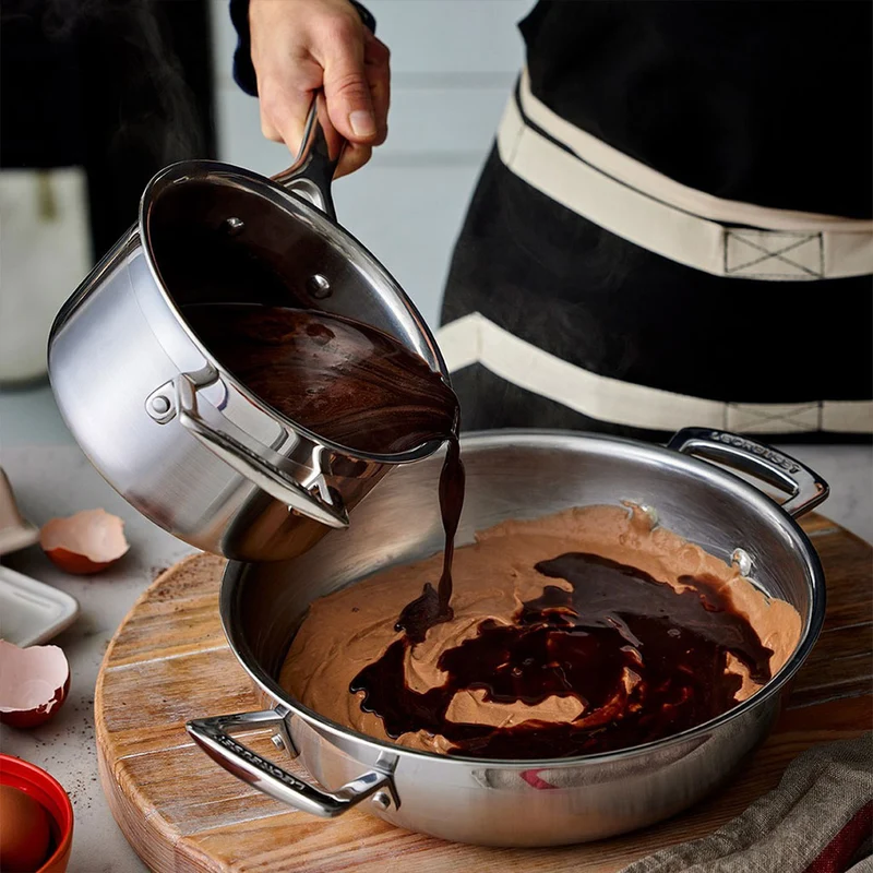 Set de 3 cazos con tapa de acero inoxidable 3-PLY Le Creuset