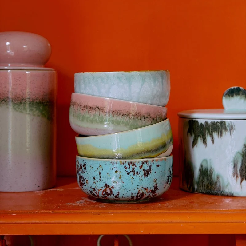 70s Ceramics: Dessert Bowls - Impression (set de 4)