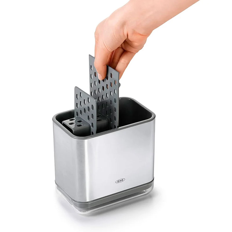 Soporte para cepillos y estropajos de acero inoxidable OXO