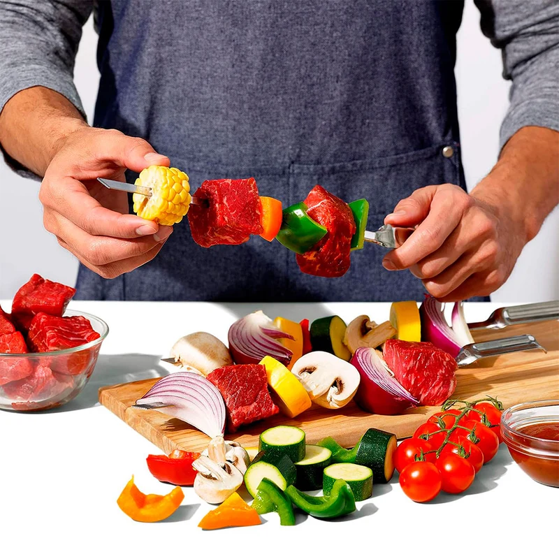 Set de 6 pinchos XL de acero inox para barbacoa OXO